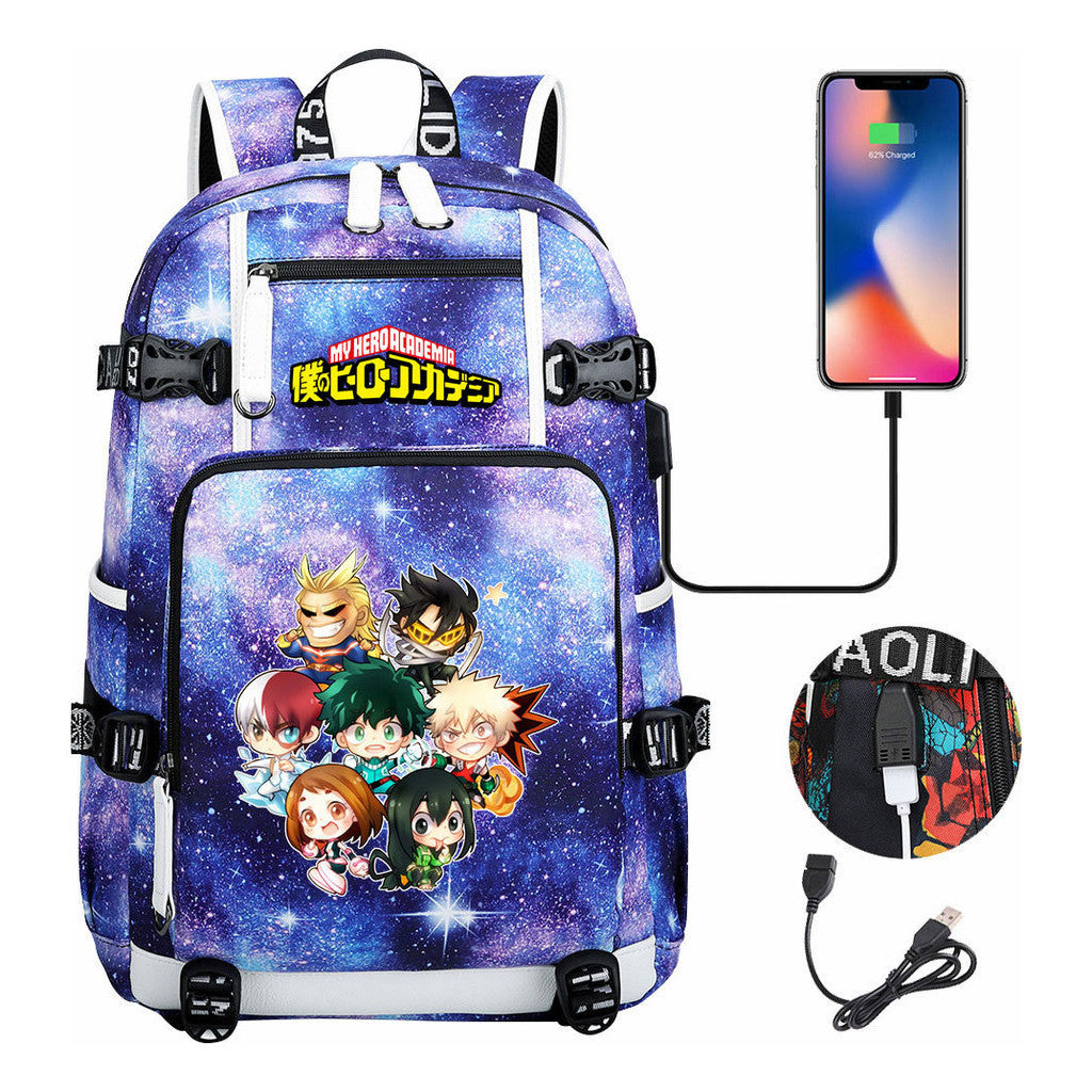 My Heroes Academy Usb Youth Student Backpack For Men And Women's Travel Backpacks