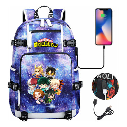 My Heroes Academy Usb Youth Student Backpack For Men And Women's Travel Backpacks