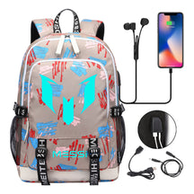 Blue Luminous Sports Football Star Teenagers Schoolbag Usb Leisure Backpack Men And Women