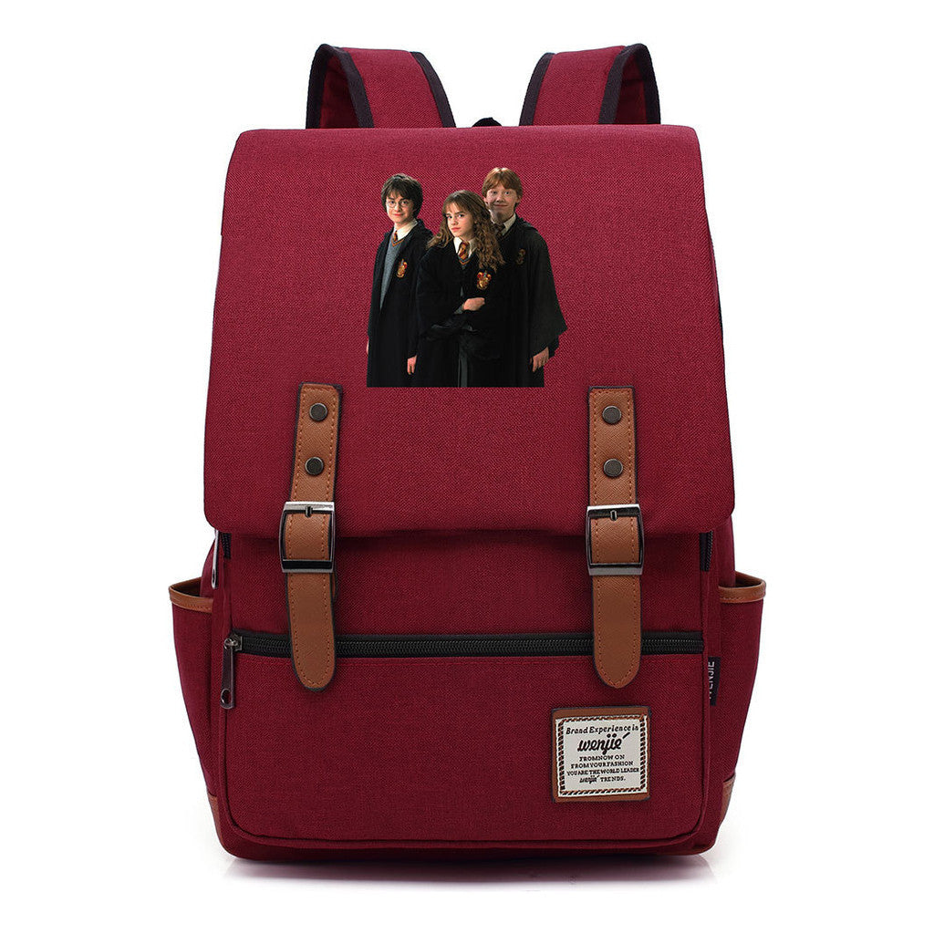 Academy Of Magic Print Teen Student School Bag For Men And Women Casual Belt Buckle Classic Backpack