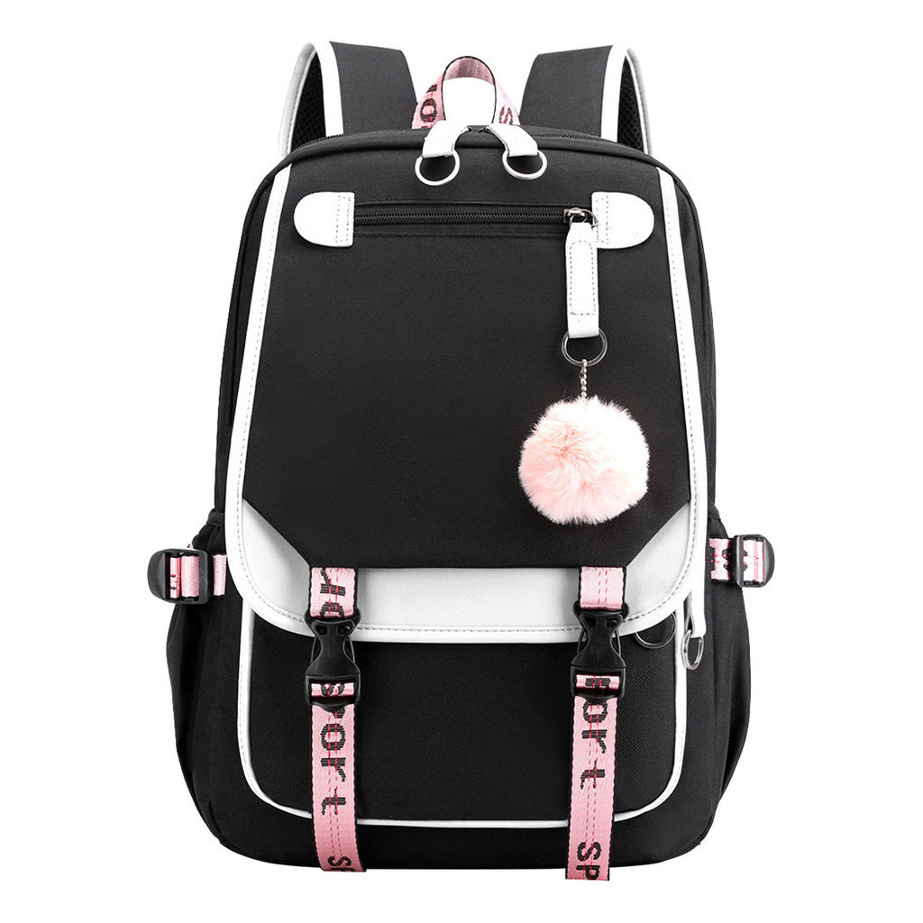 Printed Usb Youth Student Backpack For Men And Women With Casual Woven Strap Flap Backpack