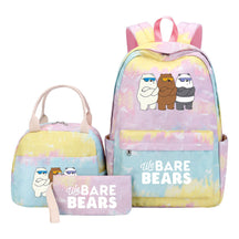 Cartoon Cute Three Bears Youth Student Girls School Bag Lunch Bag Three Piece Set Backpack Set