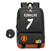 Football Star Cristiano Ronaldo Printed Usb Student Backpack For Leisure Travel Backpack