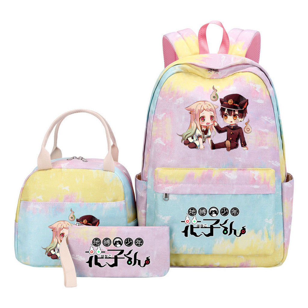Ground Bound Youth Huazijun Student Girls School Bag Lunch Bag Three Piece Set Backpack Set