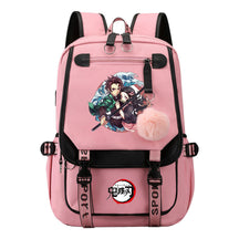 Comic Cartoon Fashion Usb Student Backpack Casual Woven Flap Backpack