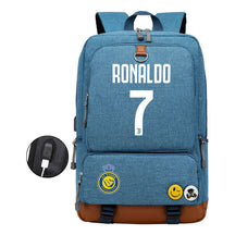 Football Star Cristiano Ronaldo Printed Usb Student Backpack Leisure Travel Backpack