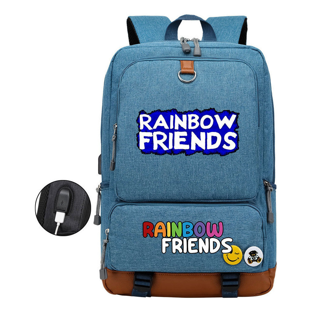 Rainbow Friend Usb Youth School Bag Leisure Travel Backpack