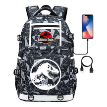 Jurassic Park Dinosaur Usb Youth School Bag Men's And Women's Backpack Leisure Travel Backpack