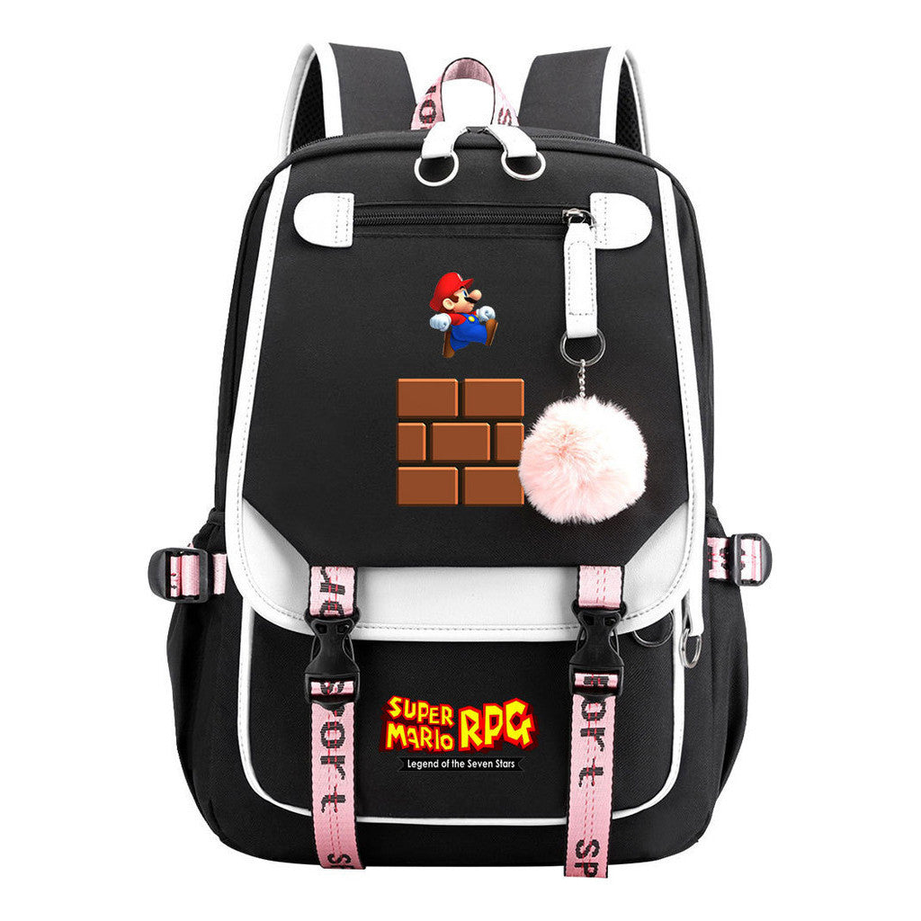 Printed Usb Youth Student Backpack For Men And Women With Casual Woven Strap Flap Backpack