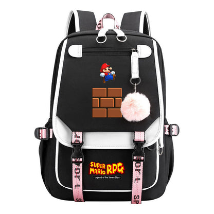 Printed Usb Youth Student Backpack For Men And Women With Casual Woven Strap Flap Backpack