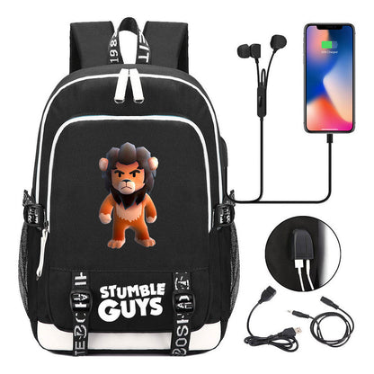 Printed Student Backpack Usb Men's And Women's Leisure Backpack