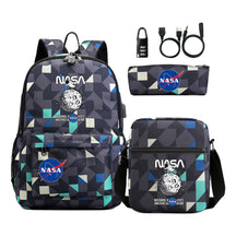Fashionable Usb Password Lock Youth Student Backpack Three Piece Set Backpack