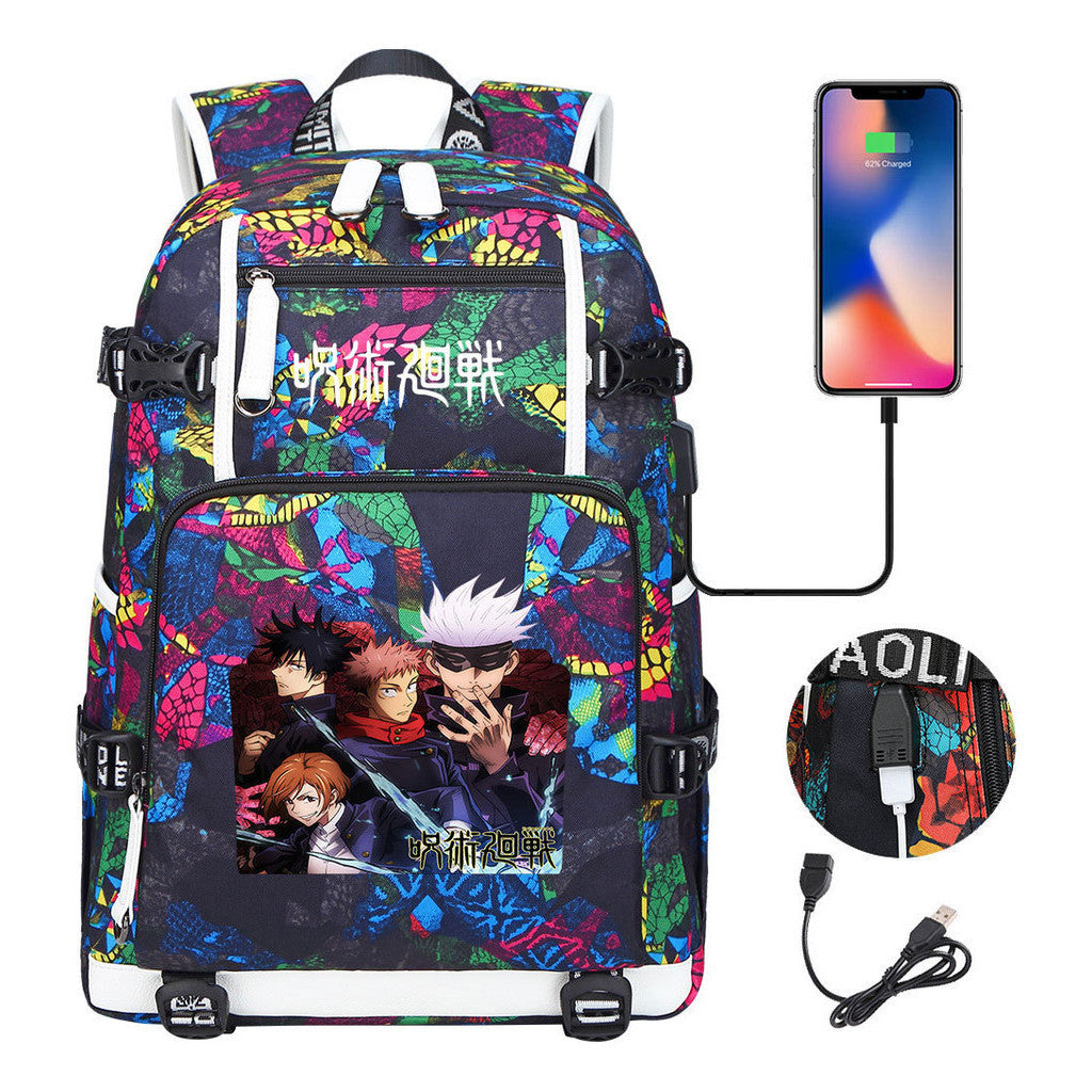 Printed Usb Youth Student Backpack For Men And Women's Leisure Large Capacity Travel Backpack