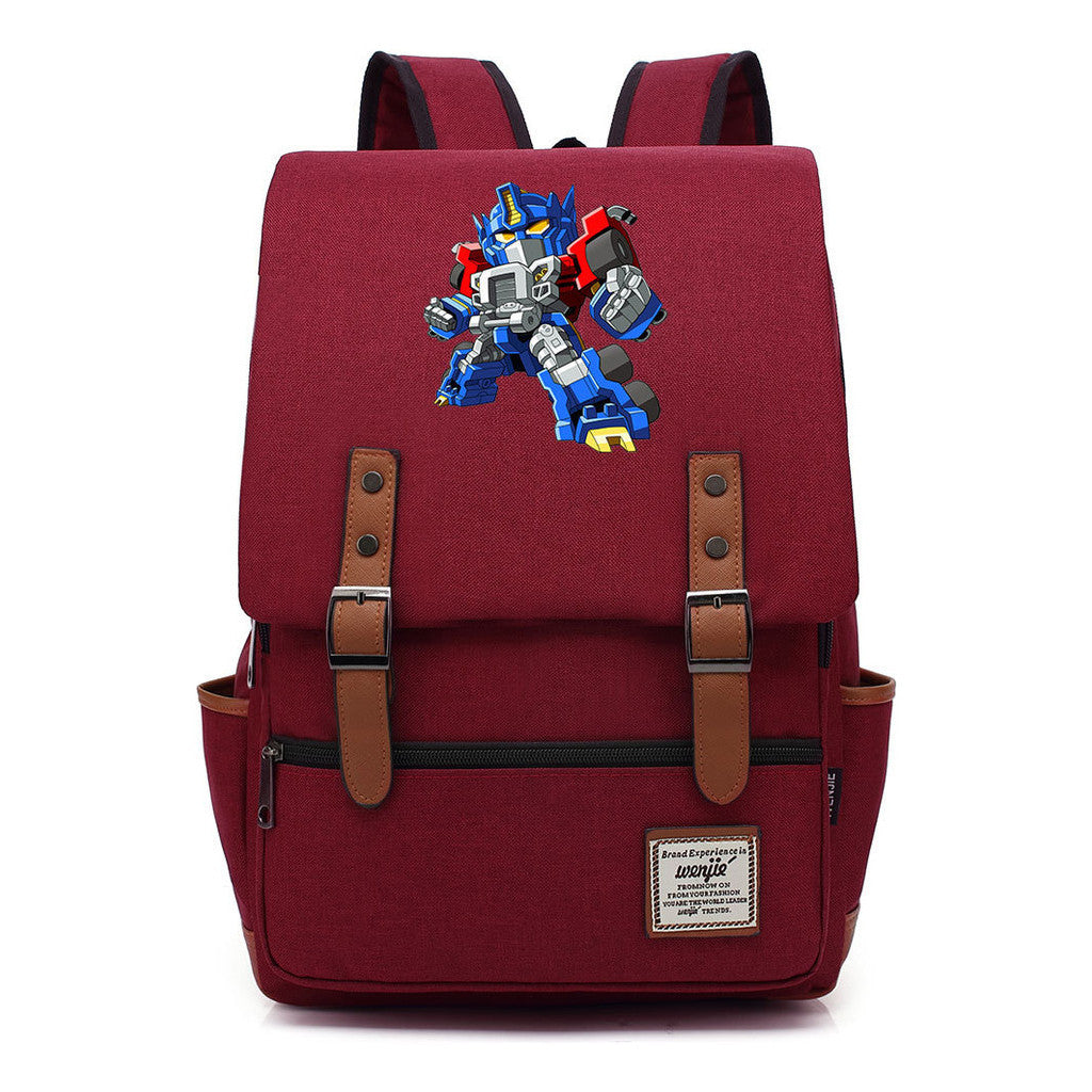Transformed Mecha Printed Student Backpack For Men And Women's Leisure Backpack