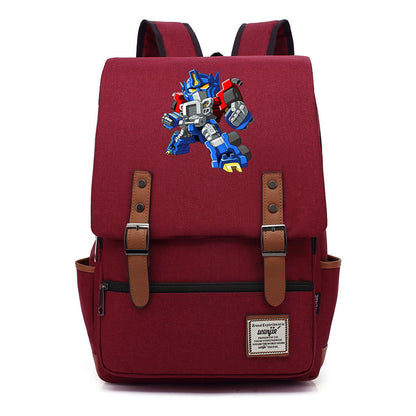 Transformed Mecha Printed Student Backpack For Men And Women's Leisure Backpack