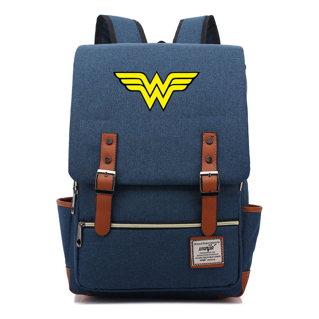 Anime Wonder Woman Printed Youth Student School Bag Men's And Women's Leisure Belt Buckle Backpack