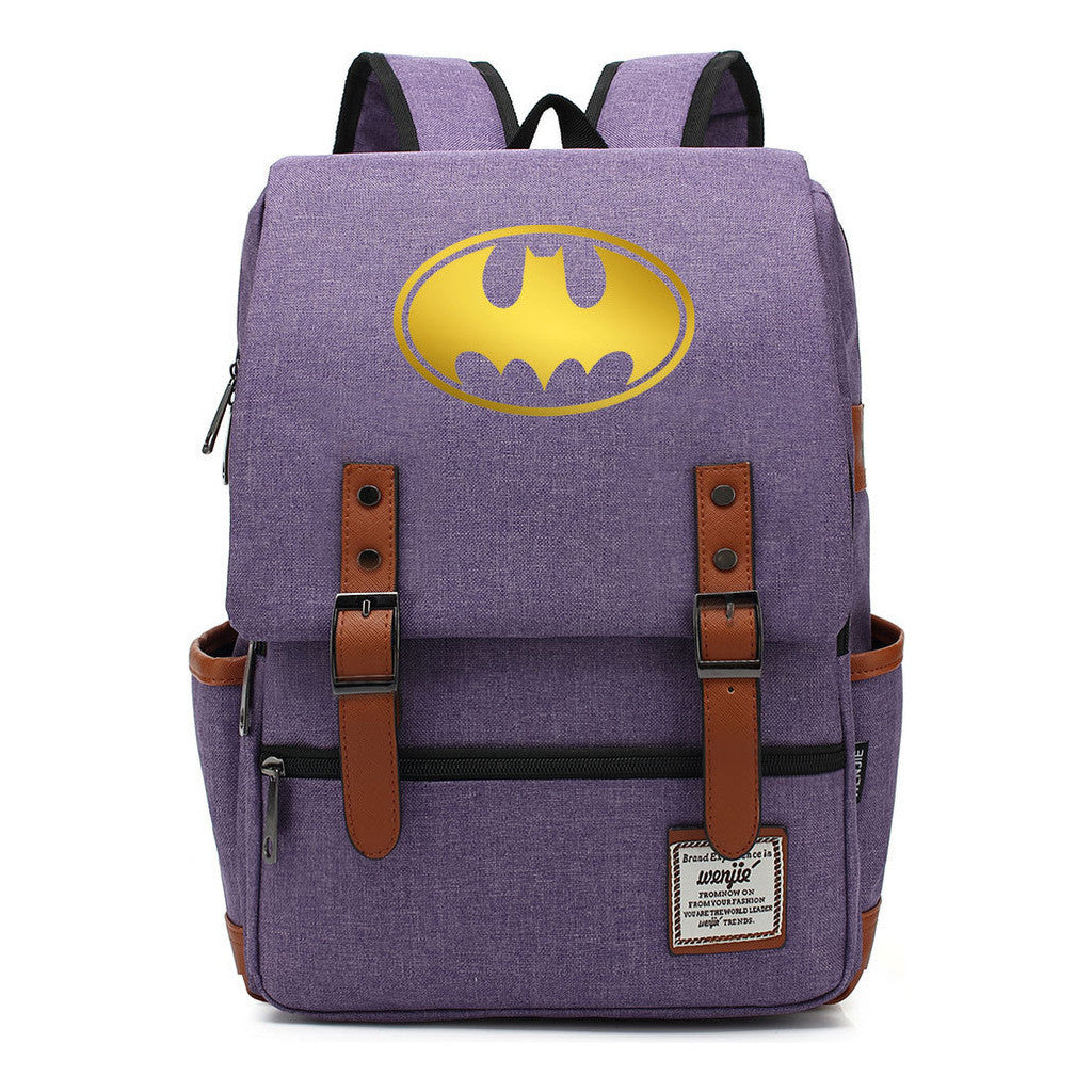 Golden Hero Batman Printed Youth Student School Bag Casual Belt Buckle Classic Backpack