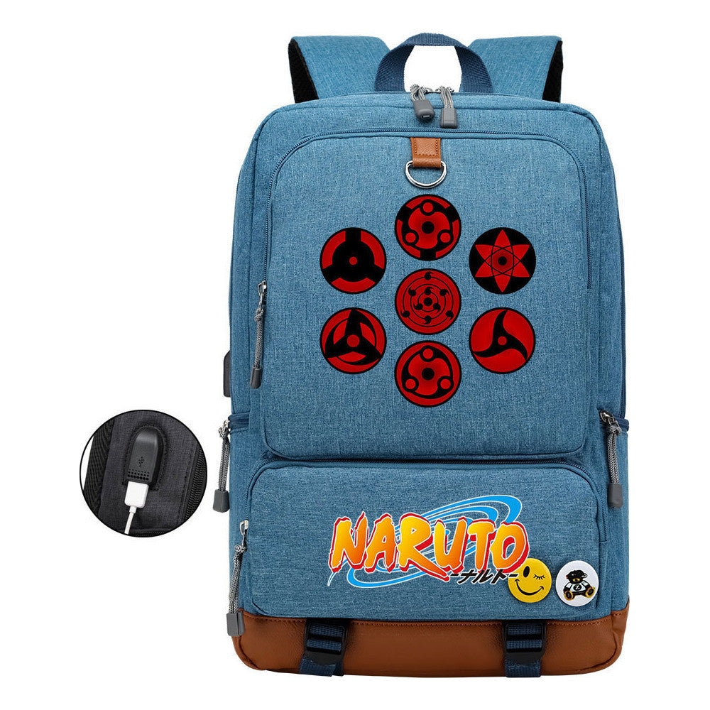Naruto Printed Usb Student Backpack For Men And Women's Leisure Travel Backpack