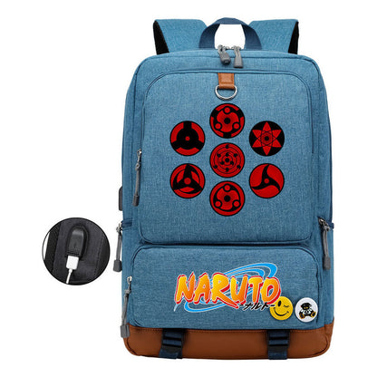 Naruto Printed Usb Student Backpack For Men And Women's Leisure Travel Backpack