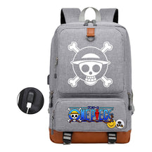 Cartoon Pirate King Printed Usb Student Backpack Leisure Travel Backpack