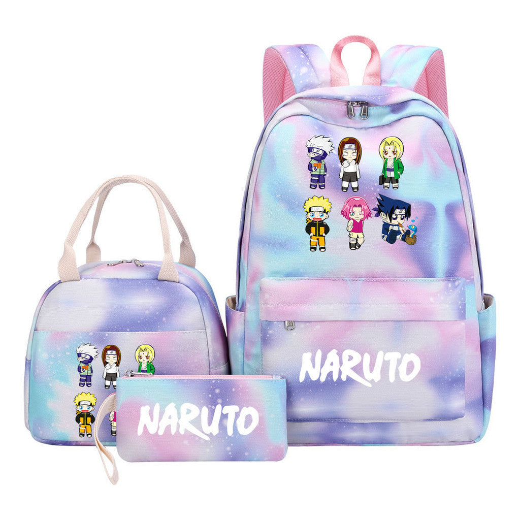 Naruto Student Girl Backpack Lunch Bag Three Piece Set Backpack Set
