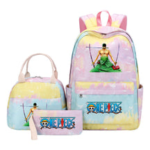 Cartoon Pirate King  Student Girl Backpack Lunch Bag Three Piece Set Backpack