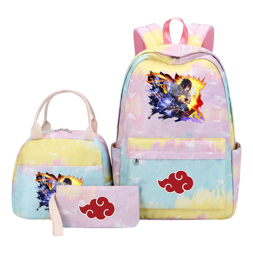 Naruto Teenage Student Girls School Bag Lunch Bag Three Piece Set Backpack Set