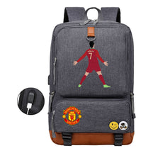 Football Star Cristiano Ronaldo Printed Usb Youth Student Backpack For Leisure Travel Backpack