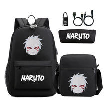 Naruto Usb Password Lock Youth Student Backpack Three Piece Set For Men And Women Backpack Set