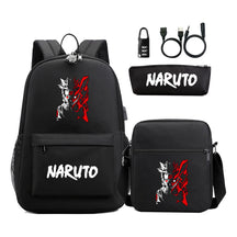Naruto Usb Password Lock Youth Student Backpack Three Piece Set For Men And Women Backpack Set