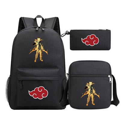Anime Naruto Starry Sky Youth School Bag Three Piece Set For Boys And Girls Backpack Set