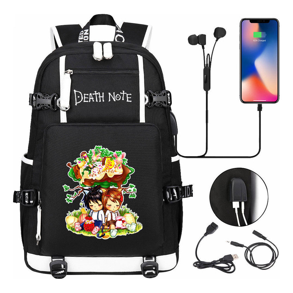 Death Note Usb Large Capacity Youth Student Backpack Men's And Women's Leisure Travel Backpack