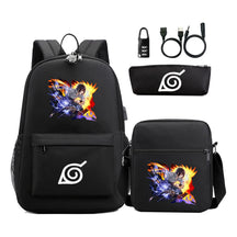 Naruto Usb Password Lock Backpack Three Piece Set For Men And Women Backpack Set