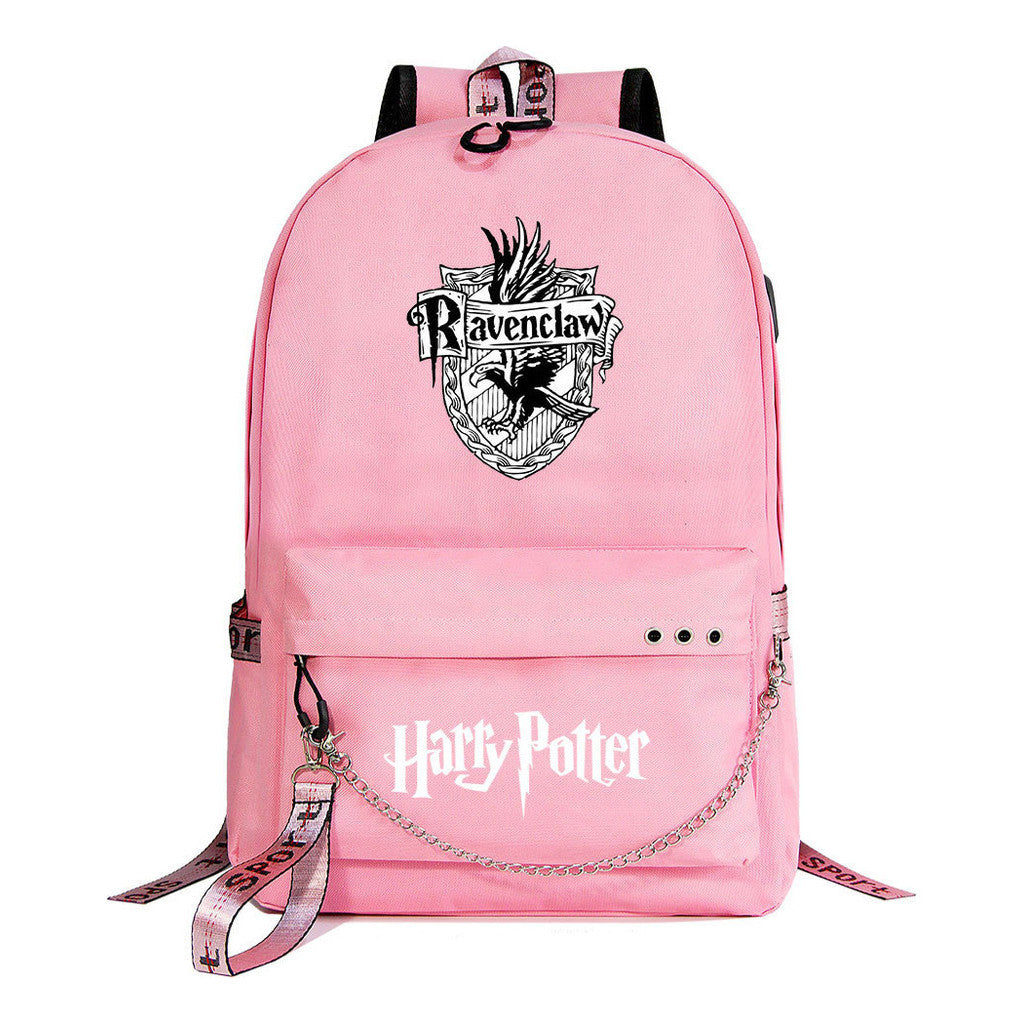 Fashion School Of Witchcraft And Wizardry Badge Usb Youth Student Backpack For Men And Women's Leisure Travel Backpack