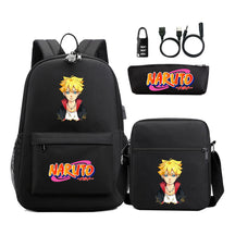 Naruto Usb Password Lock Youth Student Backpack Three Piece Set Backpack Set
