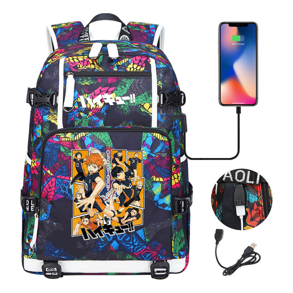 Volleyball Youth Usb Large Capacity Youth Student School Bag Men's And Women's Leisure Travel Backpack