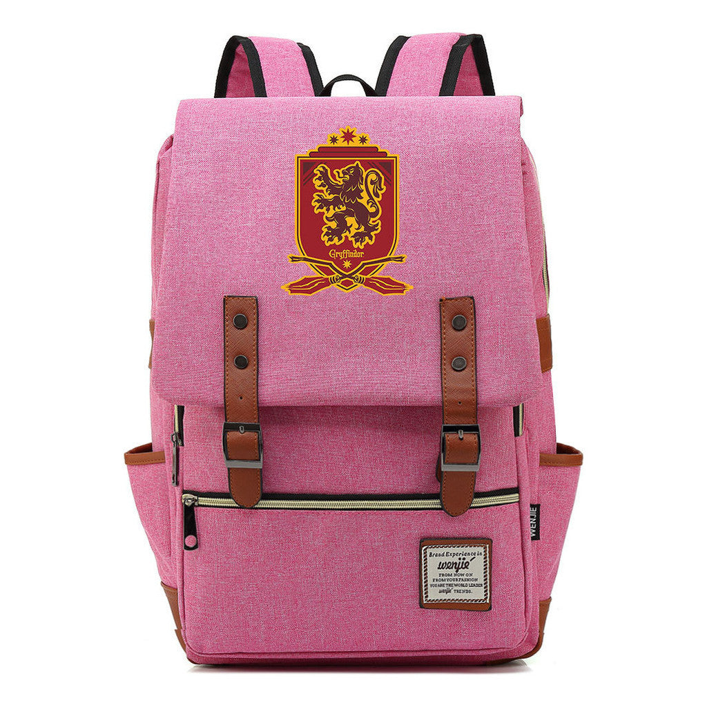 School Of Witchcraft And Wizardry Printed Youth Student Backpack For Men And Women, Casual Belt Buckle, Classic Backpack