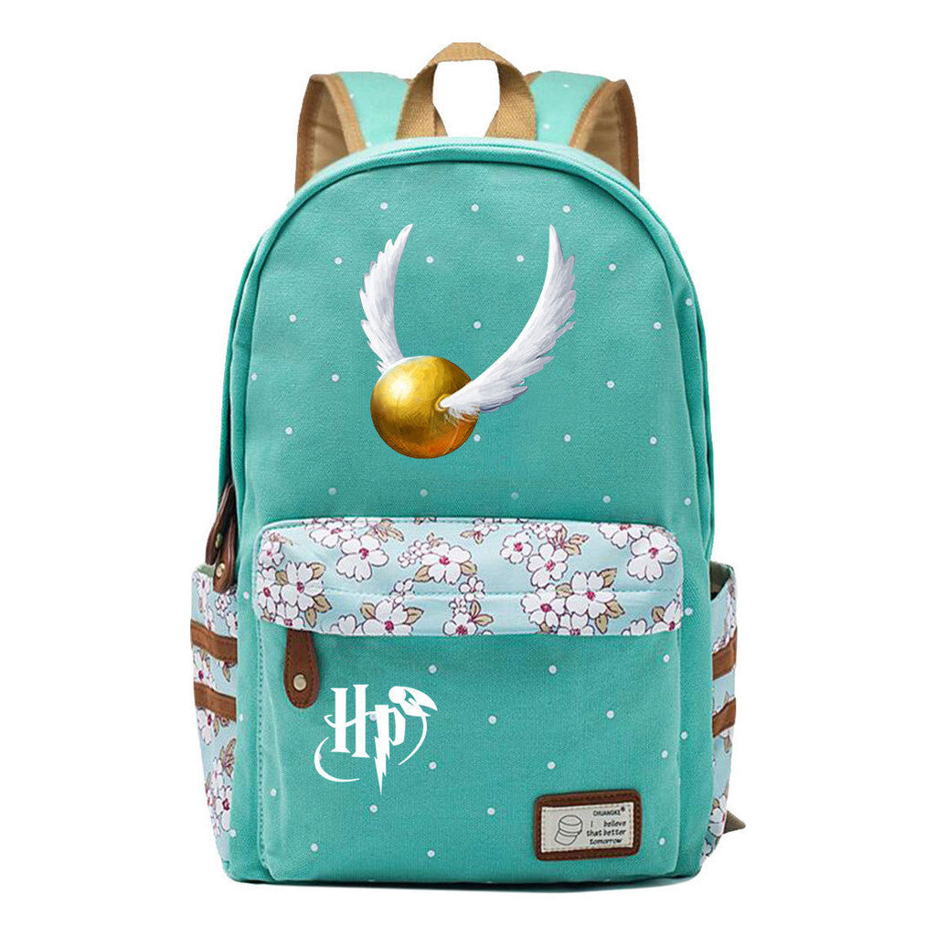 School Of Witchcraft And Wizardry Student Backpack, Floral Canvas, Female Backpack