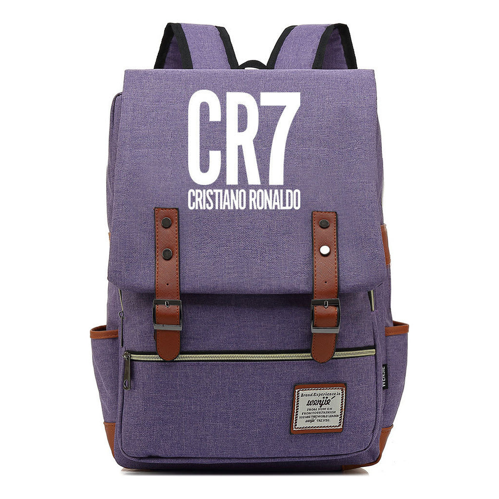 Football Star Cristiano Ronaldo Printed Backpack For Men And Women With Casual Belt Buckle Classic Backpack