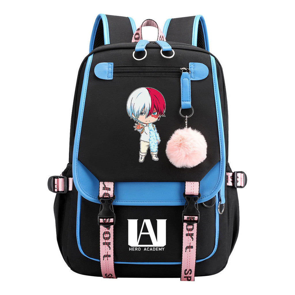 My Heroes Academy Usb Youth Student Backpack For Boys And Girls, Casual Woven Strap Flip Back Backpack