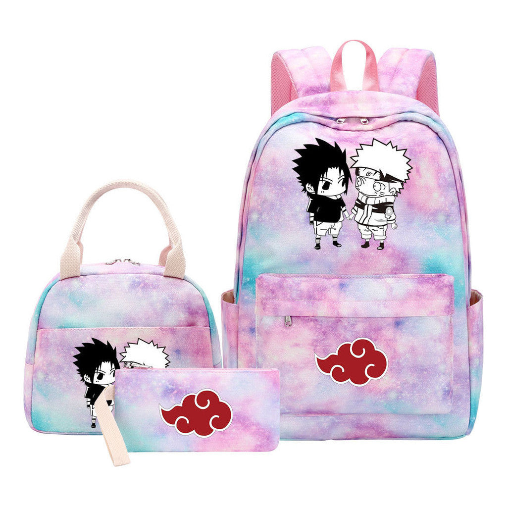 Naruto Teenage Girls School Bag Lunch Bag Three Piece Backpack Set