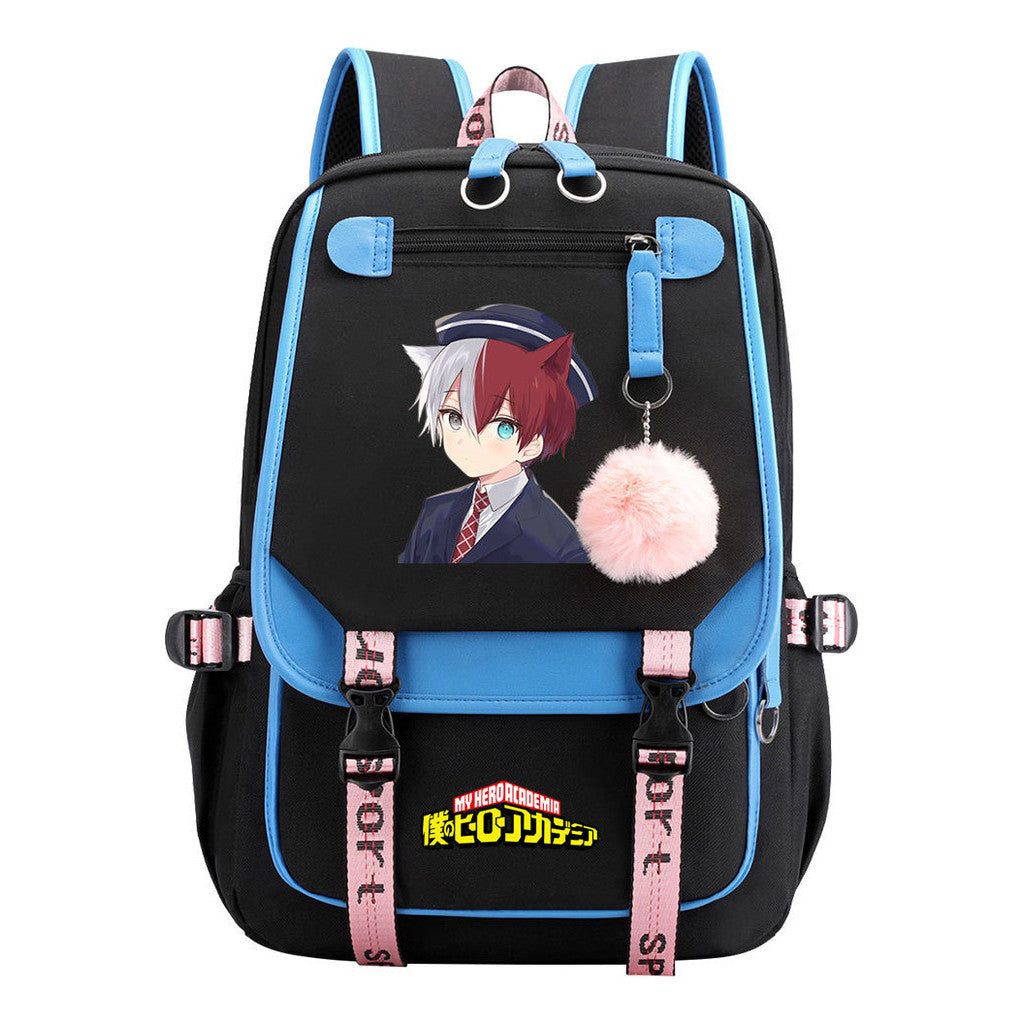 My Heroes Academy Usb Student Backpack, Casual Woven Strap Flip Back Backpack