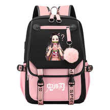 Cartoon Fashion Usb Youth Student Backpack Boy's And Girl's Leisure Ribbon Flip Backpack