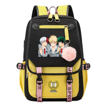 Comics My Heroes Academy Usb Student Backpack Casual Ribbon Flip Backpack
