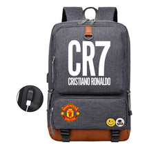 Football Star Cristiano Ronaldo Printed Usb Student Backpack For Leisure Travel Backpack