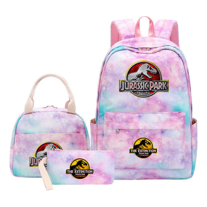 Jurassic Park Dinosaur Youth School Bag Lunch Bag Three Piece Set Backpack Set