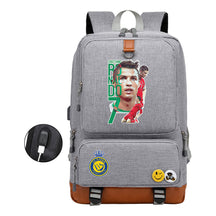 Football Star Cristiano Ronaldo Printed Usb Student Backpack Leisure Travel Backpack