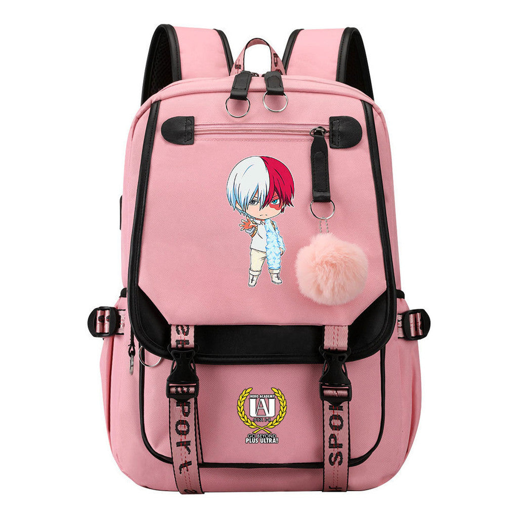 My Heroes Academy Usb Student Backpack, Casual Woven Strap Flip Back Backpack