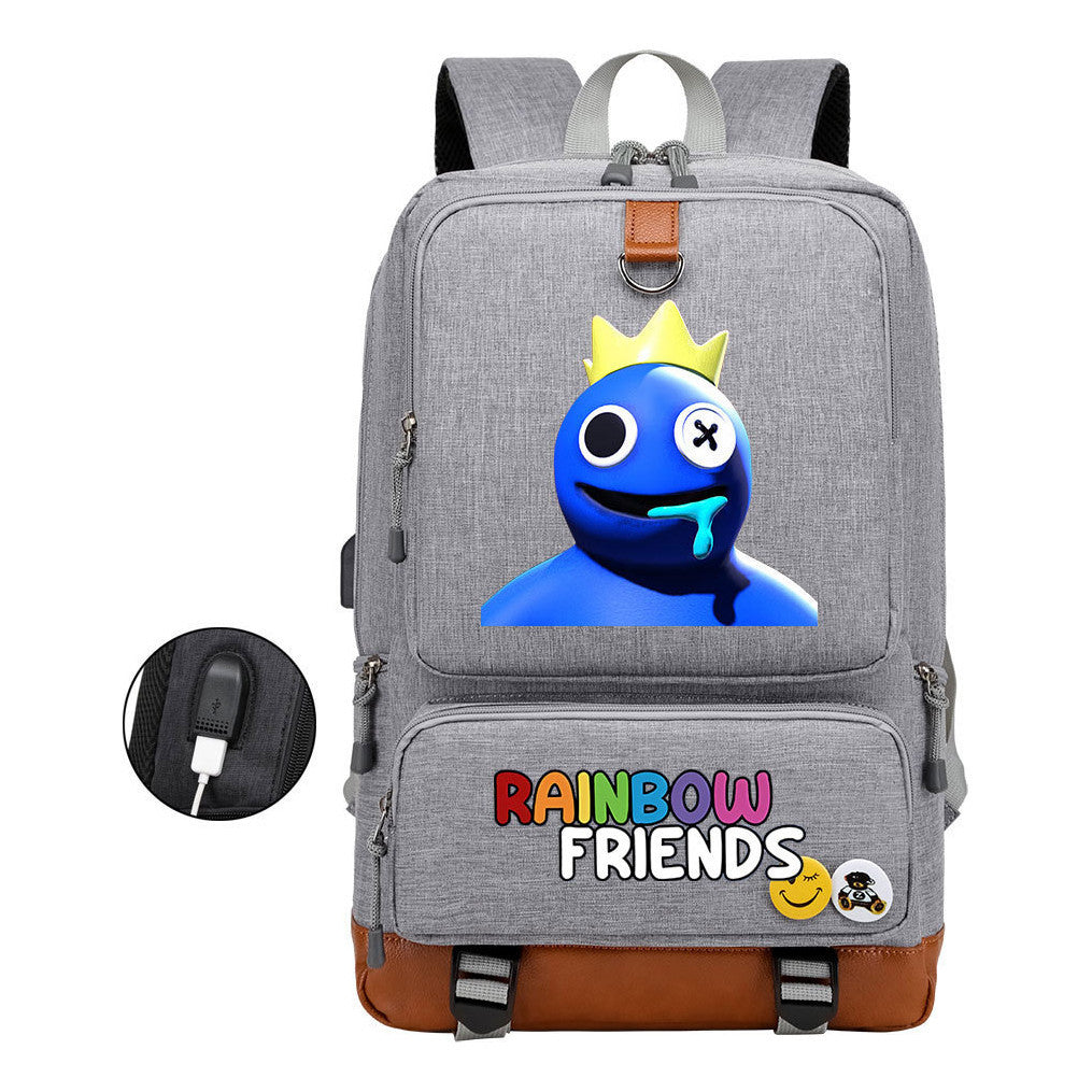 Rainbow Friend Usb Youth School Bag Leisure Travel Backpack