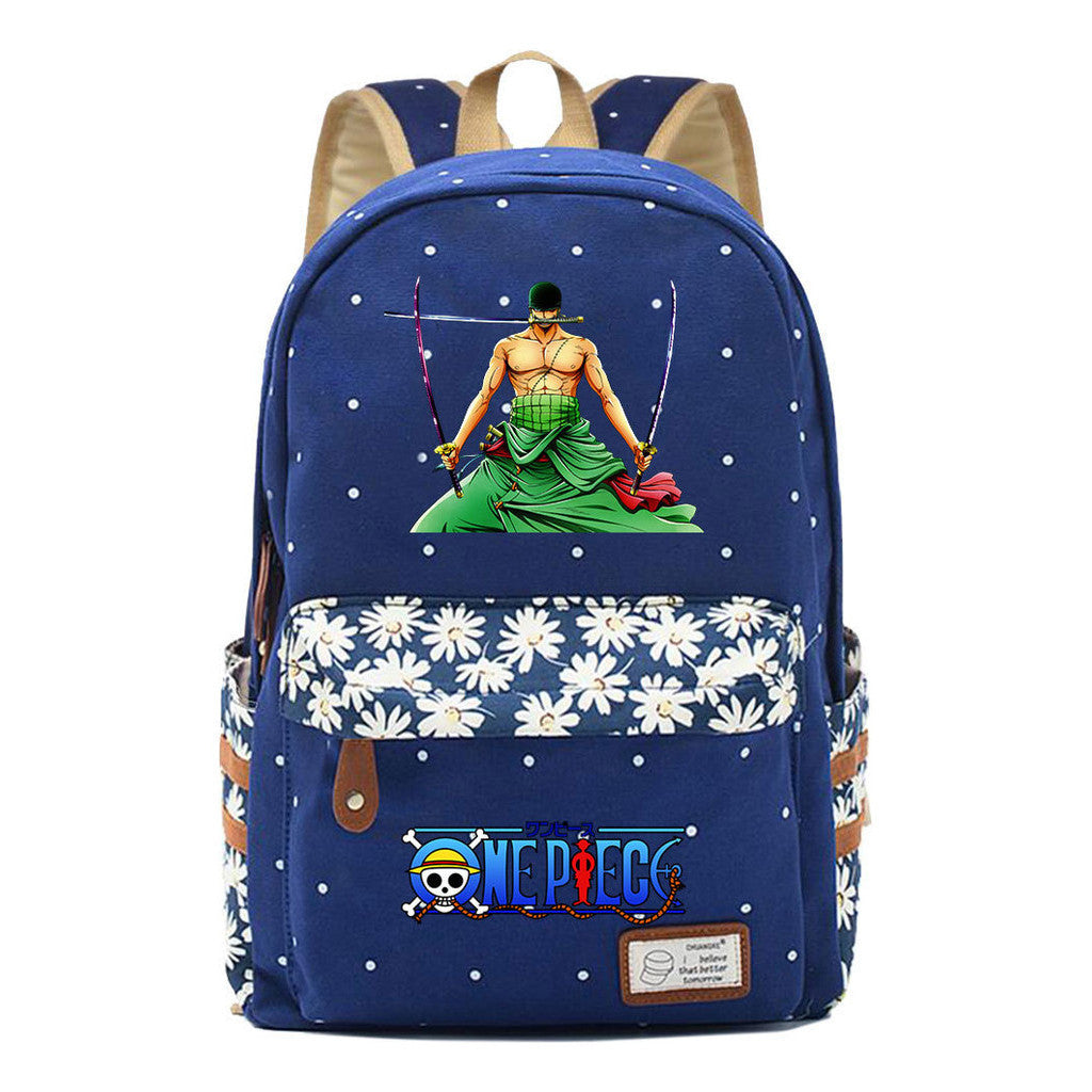 Anime Pirate Wang Lufei Printed Book Bag Fragmented Flower Leisure Backpack